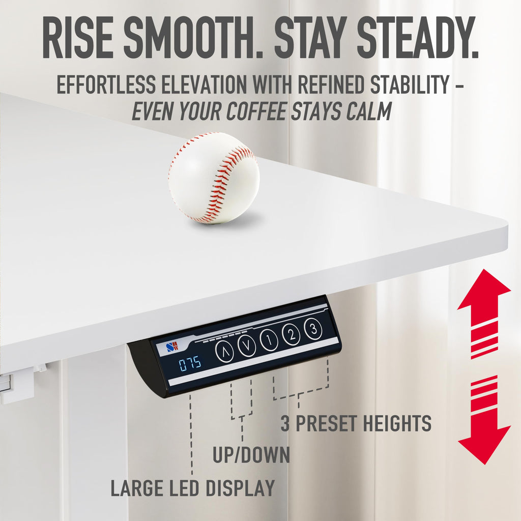 55 x 28 Inches Electric Height Adjustable Standing Desk with Drawer and Memory Preset, White
