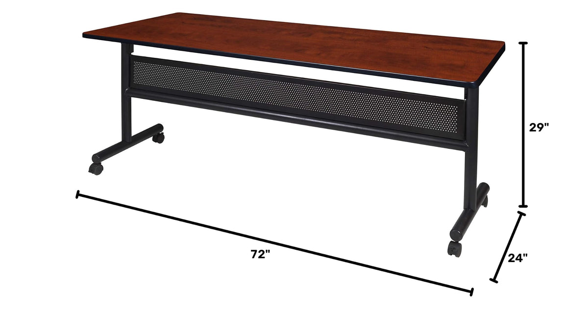 Kobe 72 x 24 in. Flip-Top Training Nesting Table with Modesty Panel- Cherry