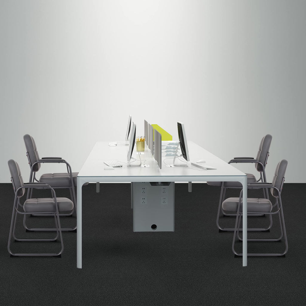 Waiting Room Guest Chair with Bonded Leather Padded Arm Rest for Office Reception and Conference Desk Black with Sled Base Grey 1Pack