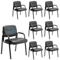 Set of 8, Office Reception Guest Chair No Wheels Leather Stationary Waiting Room Chairs with Padded Arms for Elderly Desk Conference Room Lobby Table Side Salon