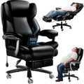 600lbs Big and Tall Office Chair for Heavy People,Heavy Duty Comfy Executive Office Desk Chair with Adjustable Lumbar Support,High Back Reclining PU Leather Computer Chair,Metal Base (Classic, Black)