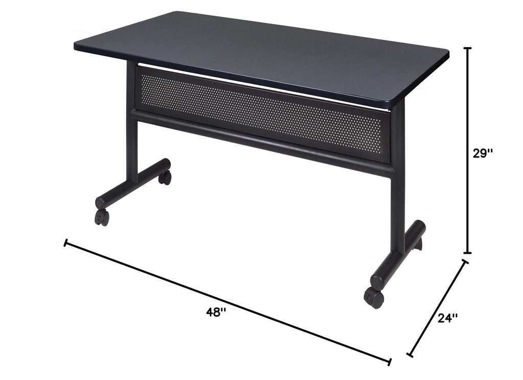 Kobe 48 x 24 in. Flip-Top Training Nesting Table with Modesty Panel- Grey