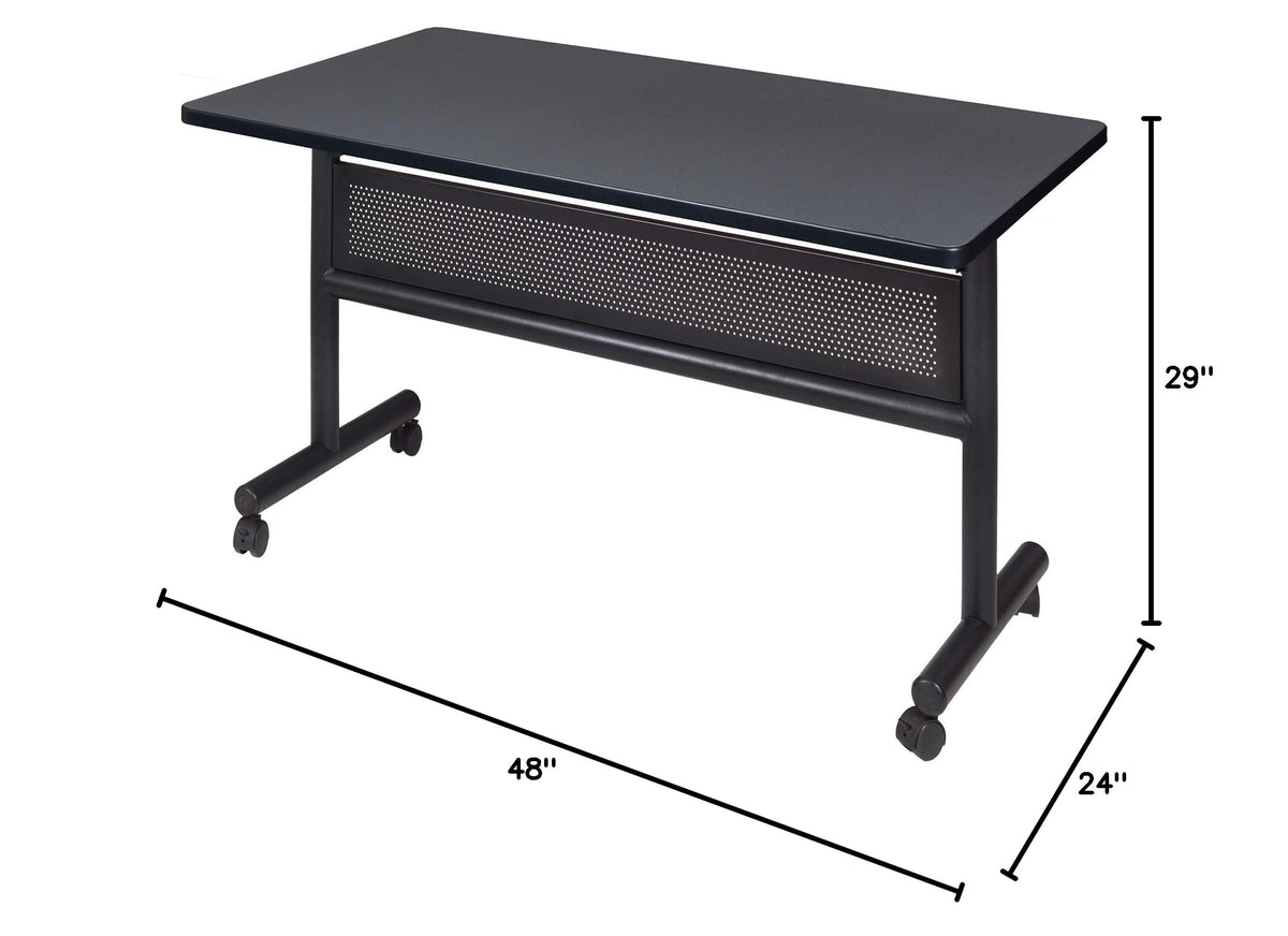 Kobe 48 x 24 in. Flip-Top Training Nesting Table with Modesty Panel- Grey