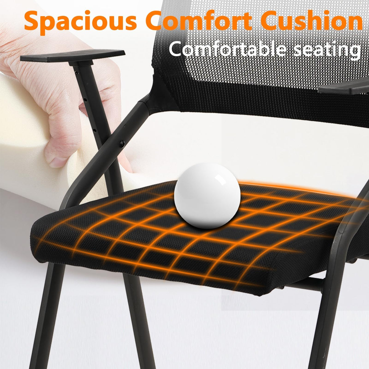 (6 pk) Ergonomic Stackable & Foldable Conference Room Chairs, Mesh Office Chair with Arms and Wheels for Office Waiting Room Meeting Lobby Church School Receptions and Training