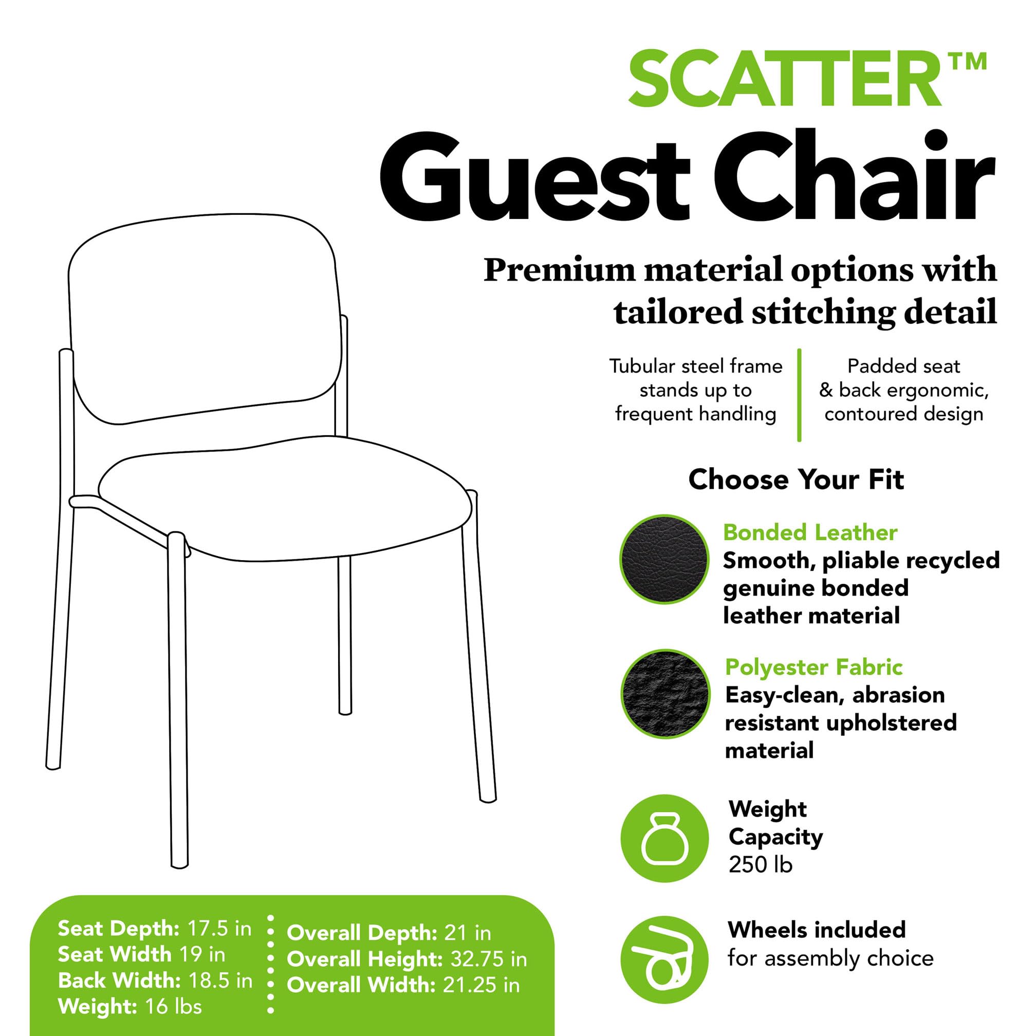 Fabric Guest Office Chair, Armless Stackable Seating for Waiting Rooms, Lobbies, Conference Areas, and Offices, Side Chair for Reception and Training Spaces, Black