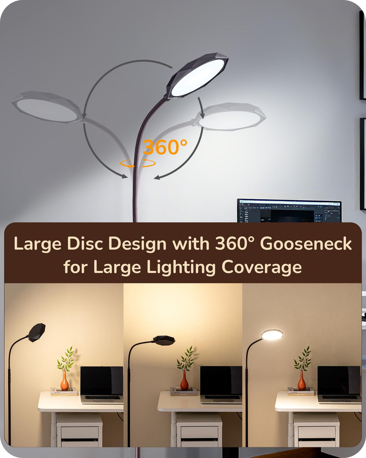 Modern LED Floor Lamp 1300LM Floor Lamps for Living Room Brown