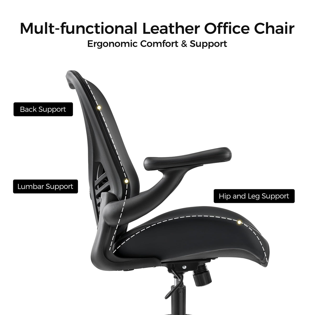 (Pack of 3, Black) Executive Office Chair, Thick Padded PU Leather Desk Chair with Adjustable Lumbar Support and 3D Armrests, Easy-Clean for Home Office and Study Room