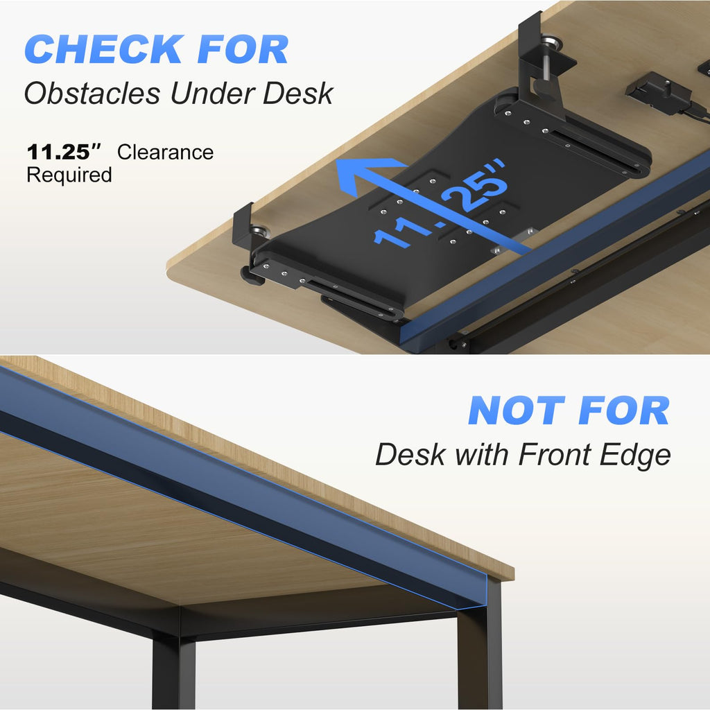 Large Keyboard Tray Under Desk Pull Out with C Clamp Mount, Computer Keyboard & Mouse Tray, 34 (38 Including Clamps) x 11.8 inch Slide-Out Platform Computer Drawer for Typing, Black,