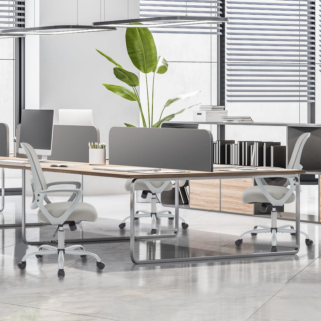 Home Office Managerial Executive Chair, Ergonomic Mesh Adjustable Swivel Mid-Back Chair with Comfortable Lumbar Support, Comfy Arms for Bedroom,Study,Student