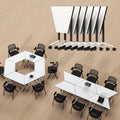 Folding Conference Table,6 Pack Trapezoid Flip Top Mobile Training Table