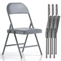 4 Pack Folding Chairs with Padded Vinyl Cushion Chairs with Comfortable Cushion and Durable Steel Frame for Home and Office, for Indoor and Outdoor Events (Grey Vinyl Padding 4 Pack)