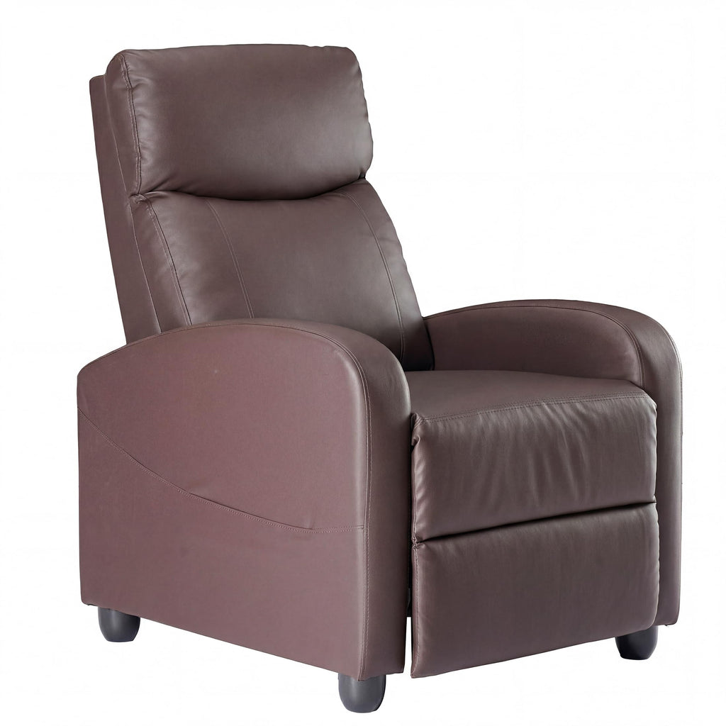 Massage Recliner Chair for Adults, Adjustable Home Theater Seating with Lumbar Support for Living Room, Modern Fabric Reclining for Small Space, Brown