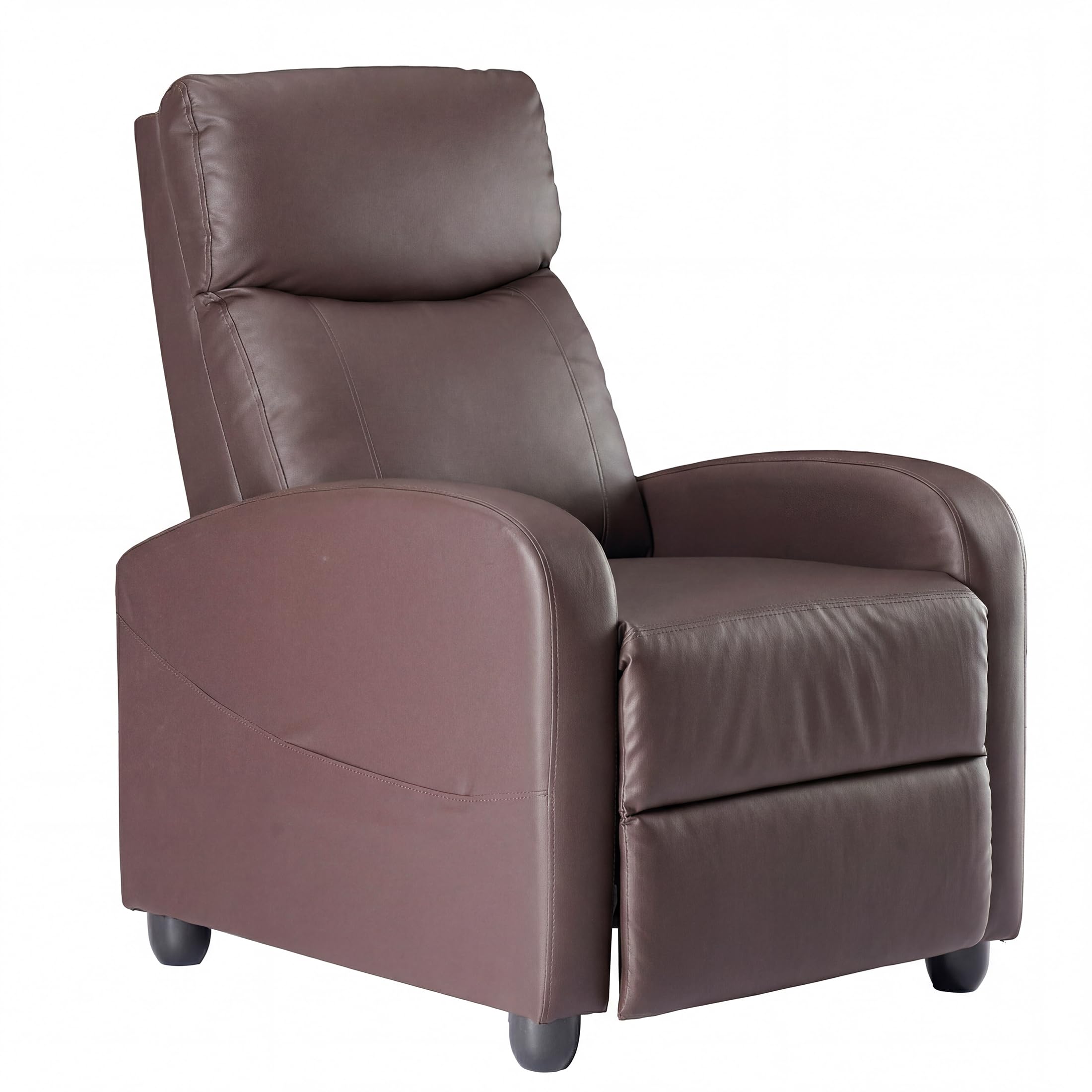 Massage Recliner Chair for Adults, Adjustable Home Theater Seating with Lumbar Support for Living Room, Modern Fabric Reclining for Small Space, Brown