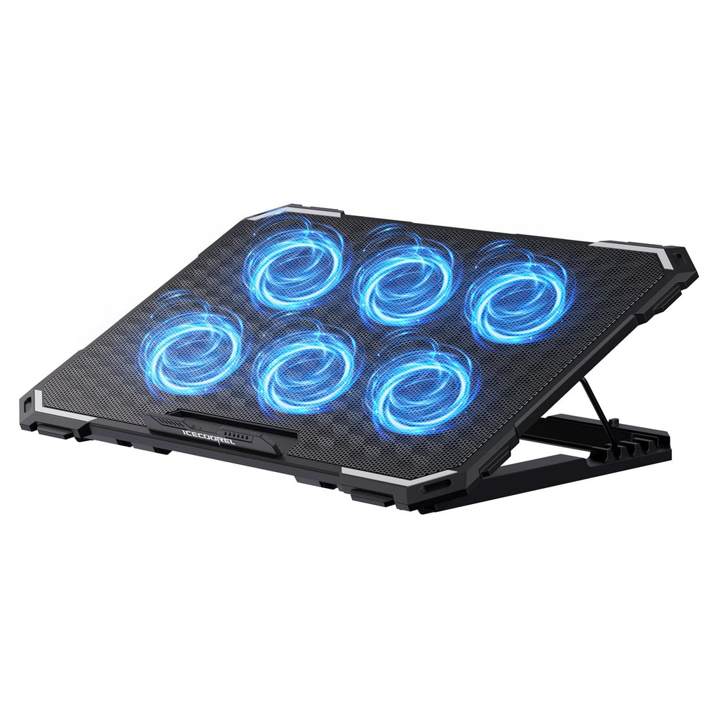 Laptop Cooling Pad with 6 Cooling Fans, Cooling Pad for Laptop Fan 13-15.6 Inch, Laptop Cooler Stand with 6 Height Adjustable, Notebook Cooler Pad with Two USB Port