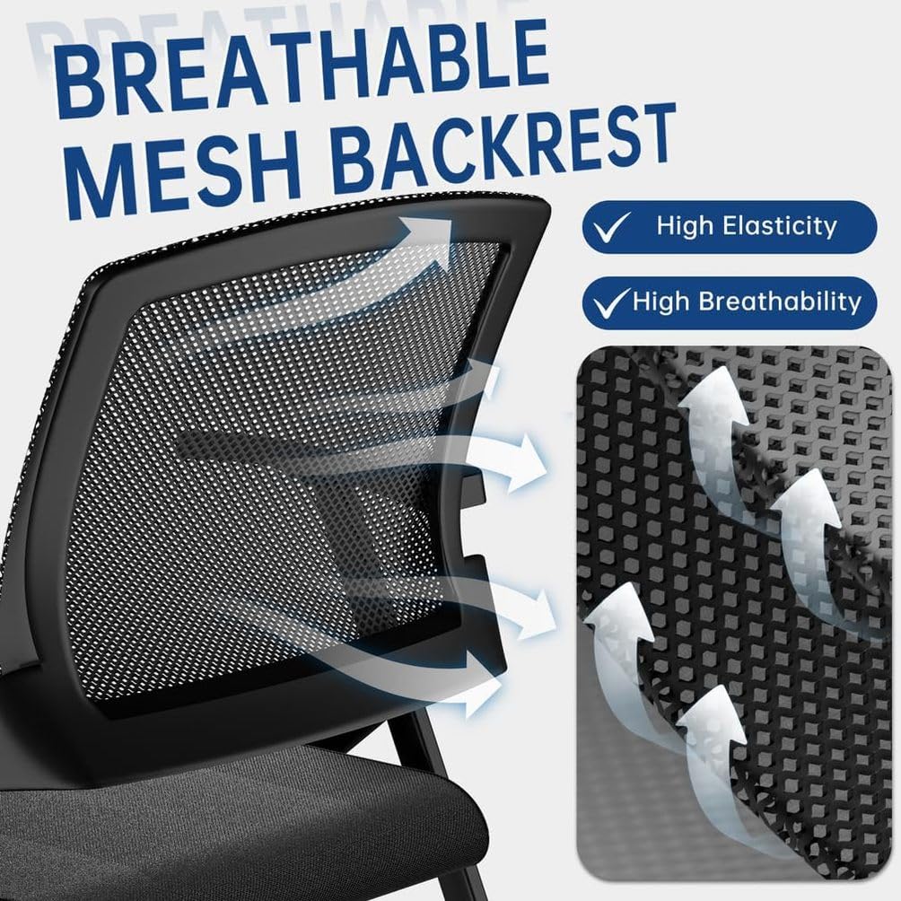 50 pk, Folding Office Chair with Wheels - Mobile Mesh Back Conference Room Chair with Padded Seat, Foldable & Stackable for Meeting Room, Training, Seminar,Classroom School & Office - Black