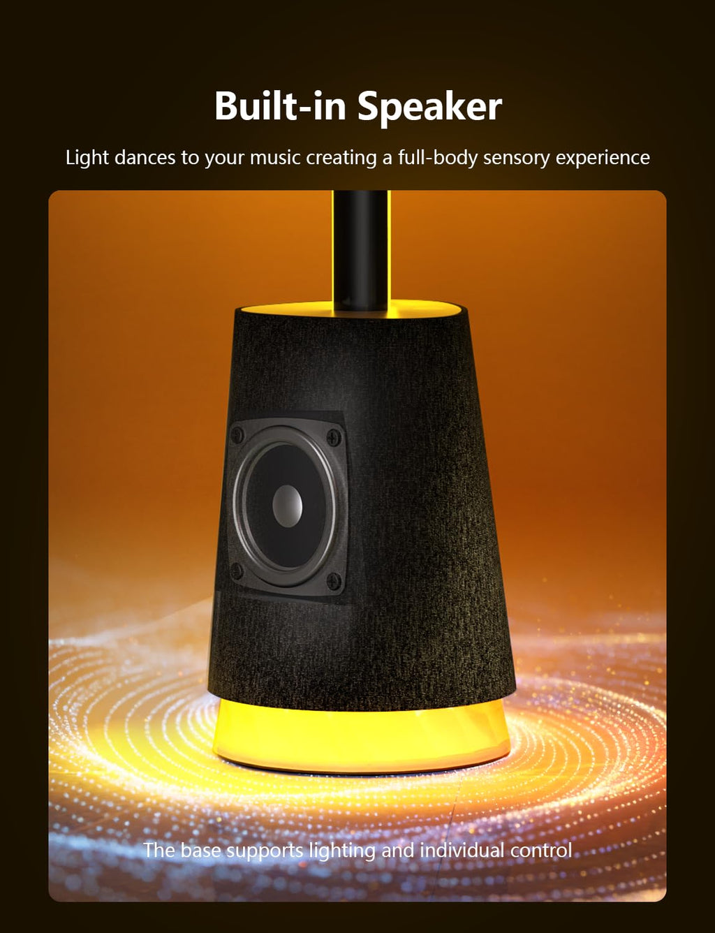Corner Floor Lamp, with Bluetooth Speaker and White Noise