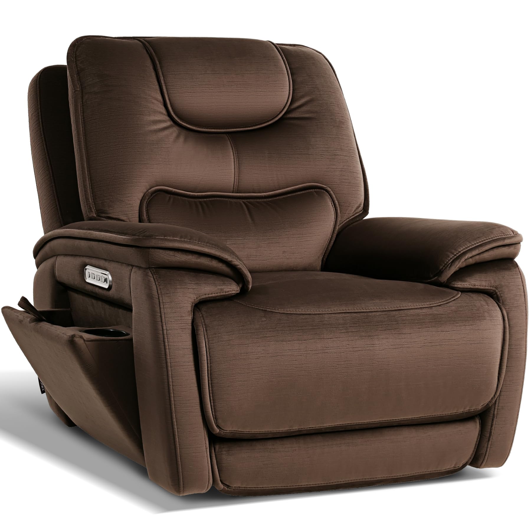 Triple Motor Lay Flat Zero Gravity Power Recliner Chair with Heat and Massage, Independent Adjustable Backrest Footrest Headrest, 400lbs Heavy Duty Medium Size, Stylish Chenille, Dark Brown