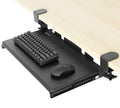Small Keyboard Tray, Under Desk Pull Out with Extra Sturdy C Clamp Mount System, 20 Inches (26 Inches Including The Clamps) x 11 Inches Slide-Out Platform Computer Drawer for Typing, Black,