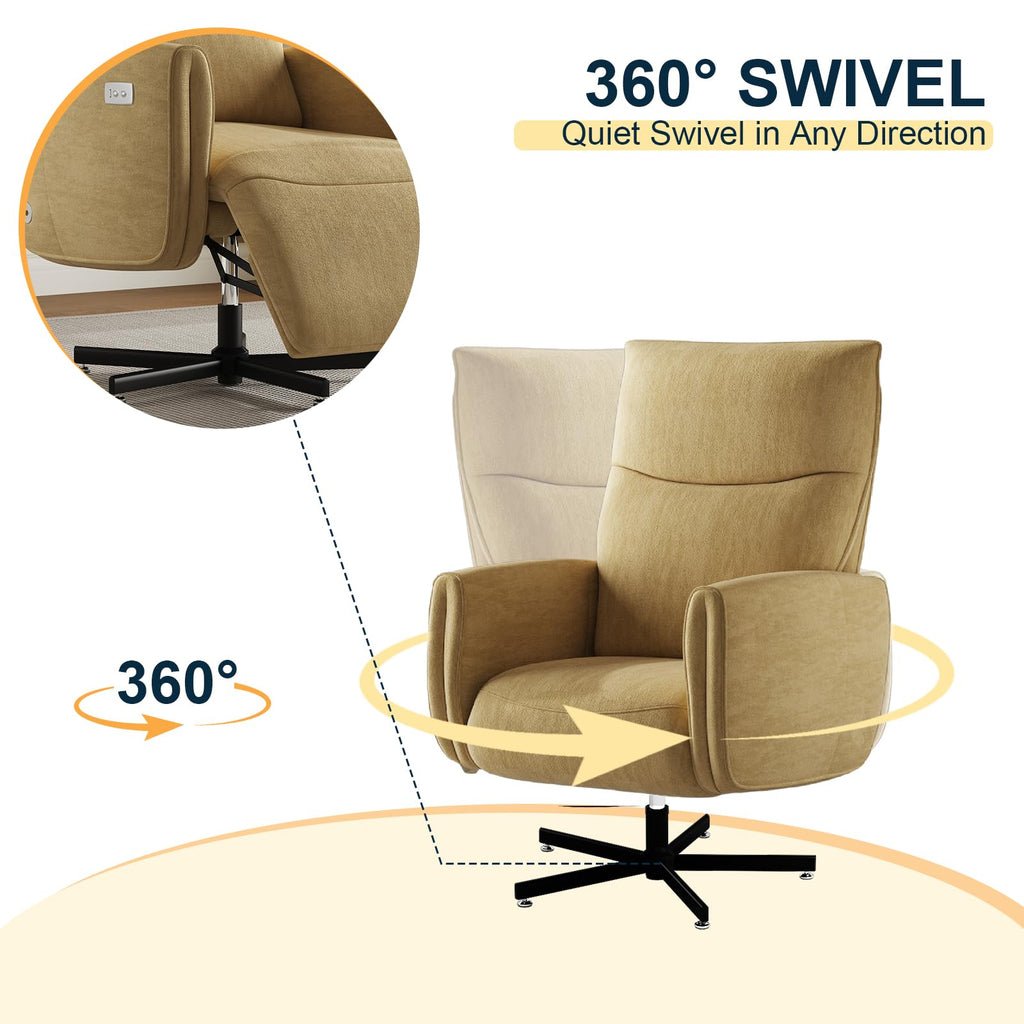 Power Reclining Adjustable Swivel Chair, Ergonomic Executive Office Chair, 90°-125° Tilt, Velvet Upholstery, Built-in USB Charger, 360° Rotation & Height Adjustment, Modern Desk Chair for Home Office
