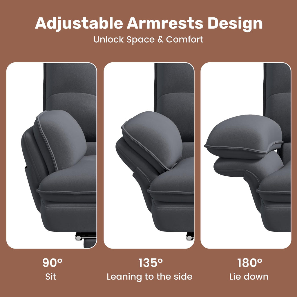 Criss Cross Office Chair with Foot Rest, Big and Tall Criss Cross Chair with Flip-Up Arms and Headrest, 135° Reclining Swivel Velvet Cross Legged Office Chair with Wheels, Cloud Chair for Home (Gray)