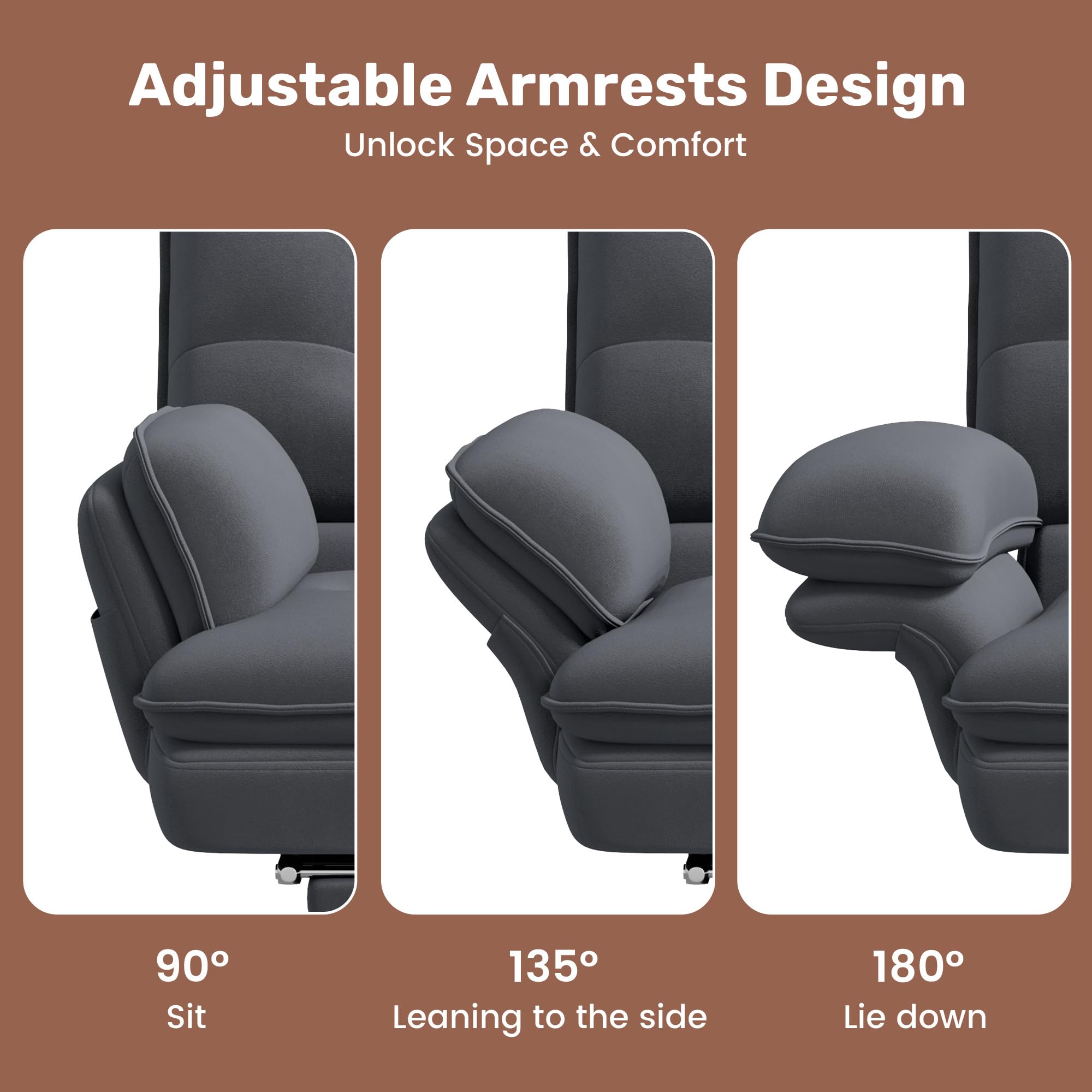Criss Cross Office Chair with Foot Rest, Big and Tall Criss Cross Chair with Flip-Up Arms and Headrest, 135° Reclining Swivel Velvet Cross Legged Office Chair with Wheels, Cloud Chair for Home (Gray)