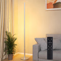 Minimalist Corner Floor Lamp, Silver LED Standing Lamp
