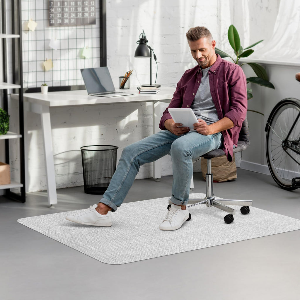 Office Chair Mat for Hardwood Floor, 36"x 48" Desk Computer Chair Mat for Hard Wood and Tile Floor, Large Anti-Slip Hard Floor Protector Rolling Chair Mat, PVC Mat Desk Rug Light Grey
