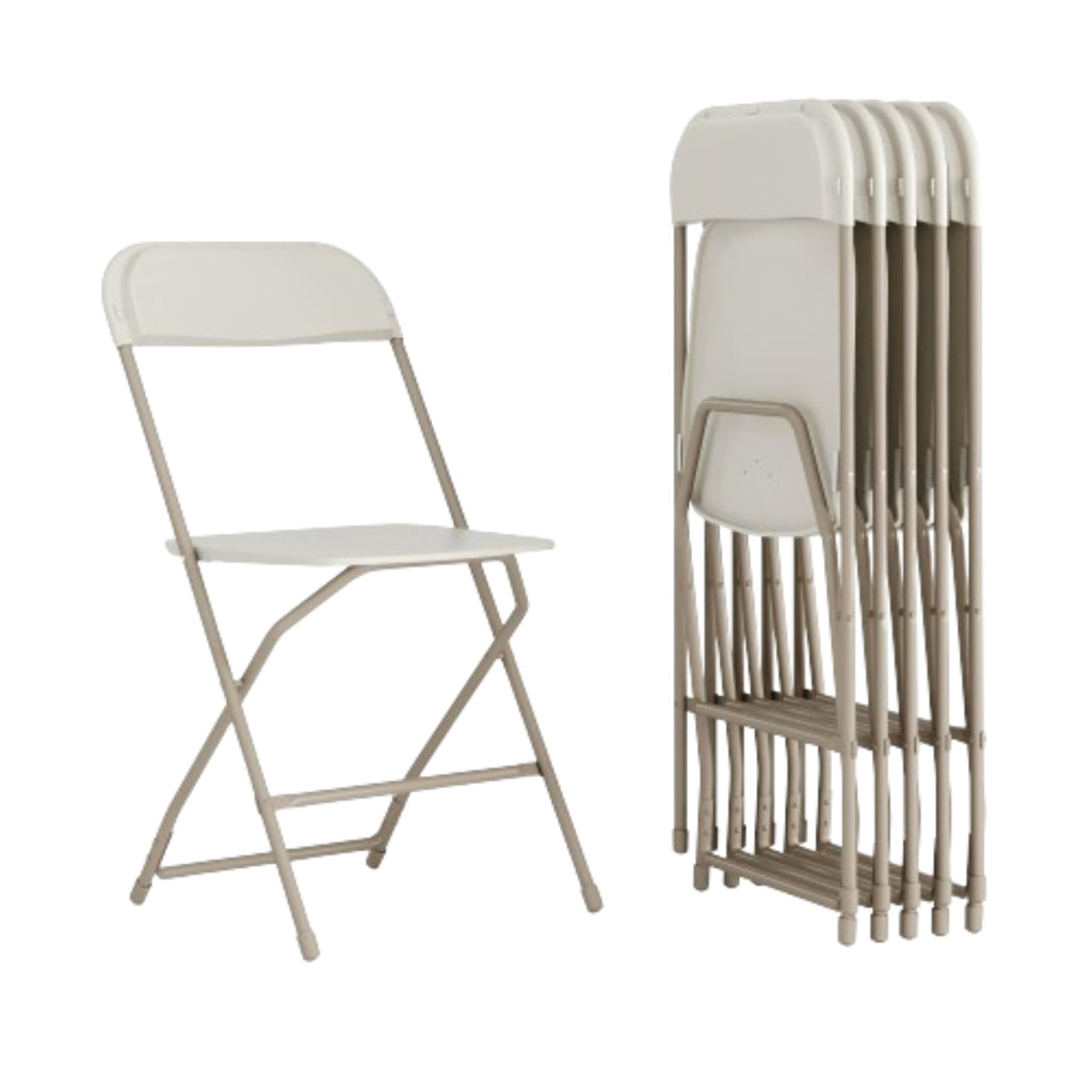 6 Pack, Hercules Series Plastic Folding Chair - Beige - 650LB Weight Capacity Comfortable Event Chair-Lightweight Folding Chair