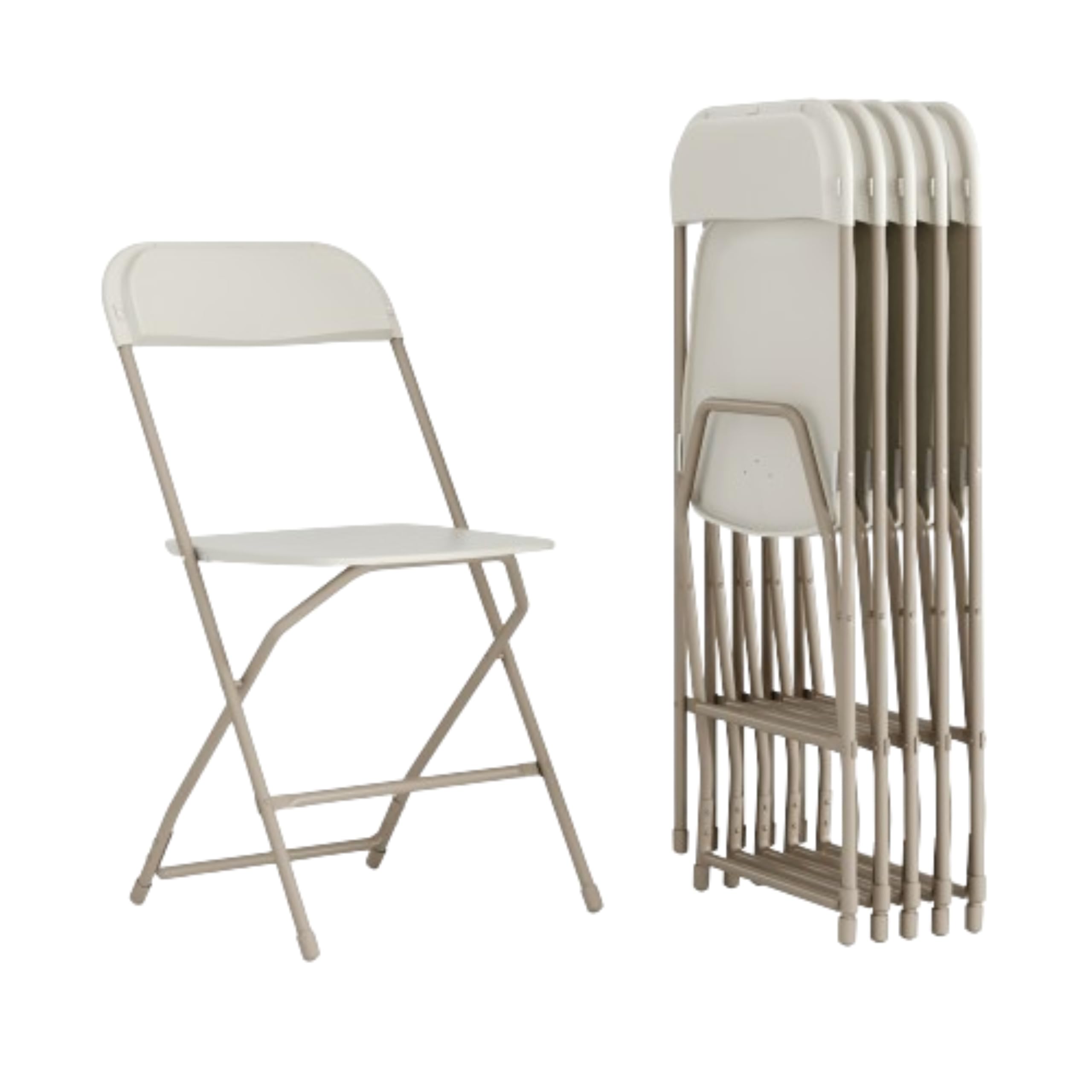 6 Pack, Hercules Series Plastic Folding Chair - Beige - 650LB Weight Capacity Comfortable Event Chair-Lightweight Folding Chair