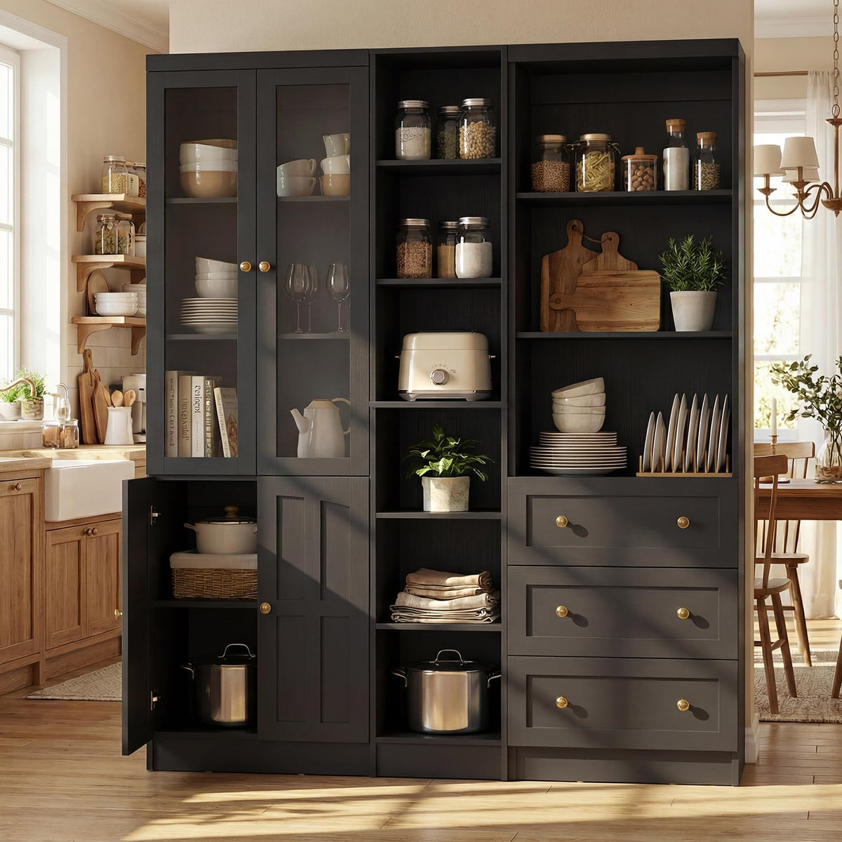 80" H Bookshelf with Adjustable Shelves and Thickened Top Panel