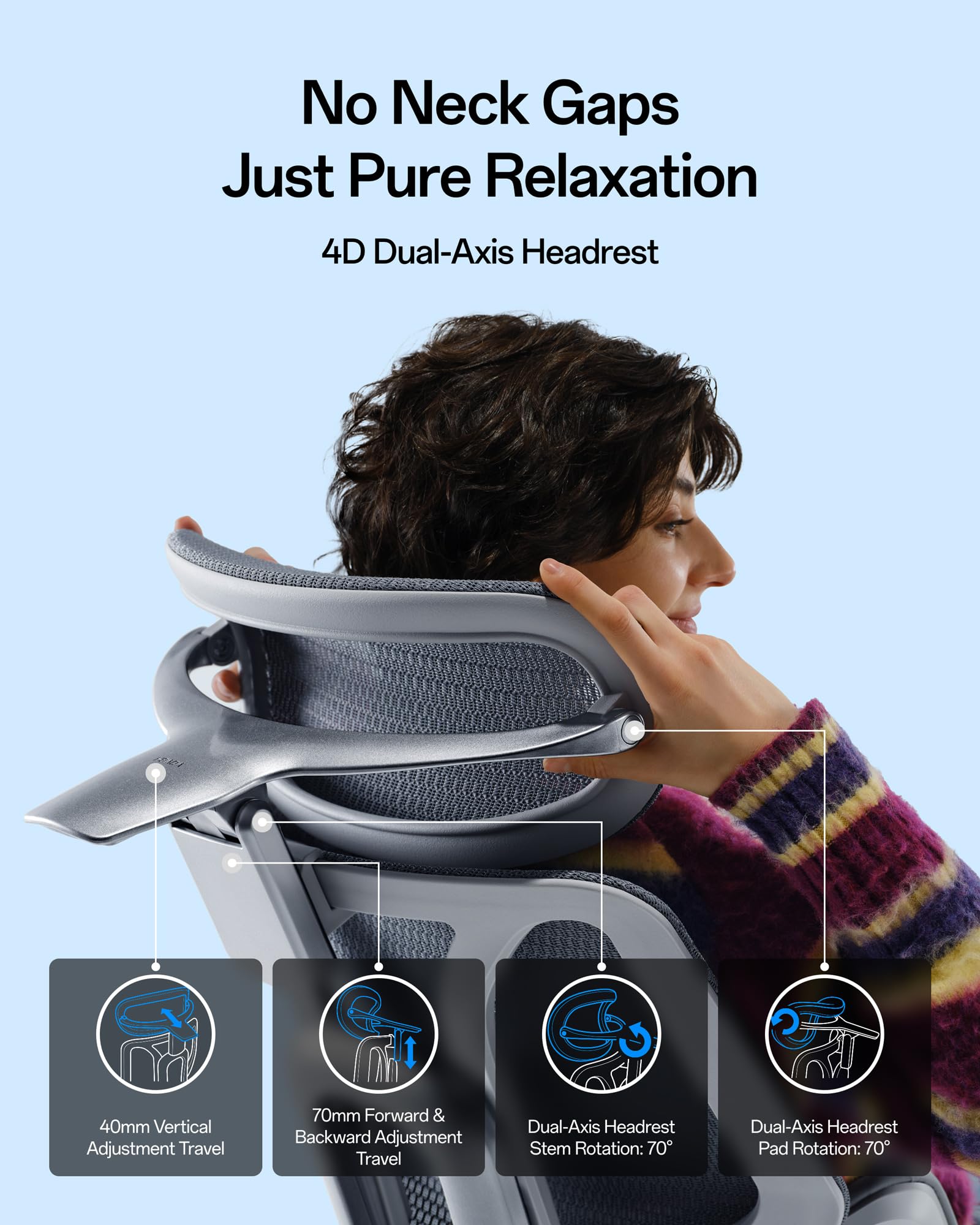 E3 Pro 2026 Edition Ergonomic Office Chair, Mesh Desk Chair with 3-Zone Floating Lumbar Support, Upgraded 4D Headrest, 720° Armrests, Grey with Footrest
