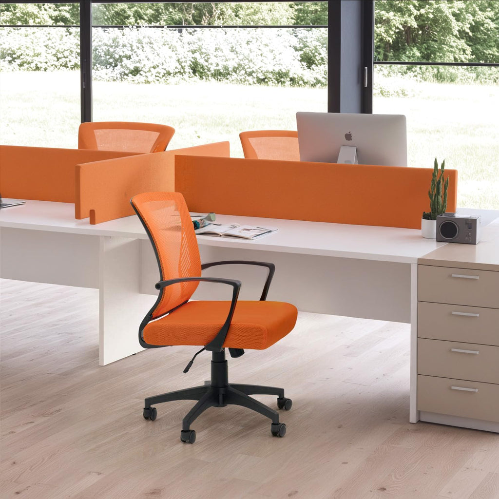 (2, Orange) Office Chair Ergonomic Computer Desk Mesh Chair Mid Back Swivel Lumbar Support with Armrest