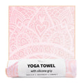 Hot Yoga Towel with Grip Dots, Non Slip, 70" x26, Pink Mandala