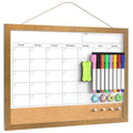 Calendar Whiteboard for Wall, 17x13 Inches White Board Calendar Dry Erase, Small Magnetic Monthly White Board with Gold Wood Frame, Hanging Dry Erase Board for Kitchen Home Office School Planner