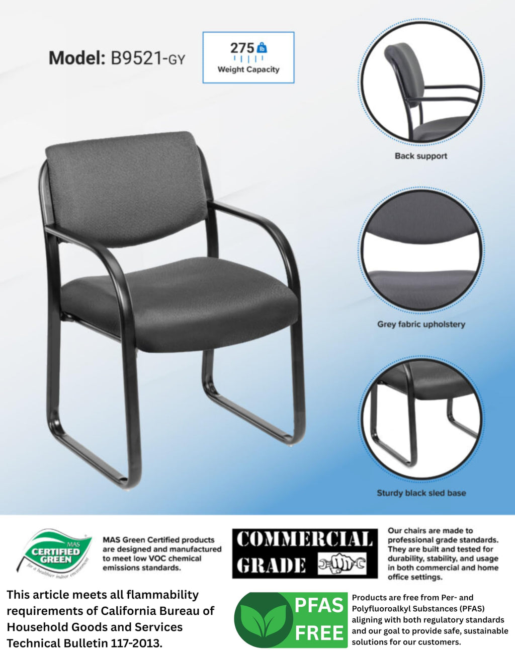 Fabric Guest Chair in Grey
