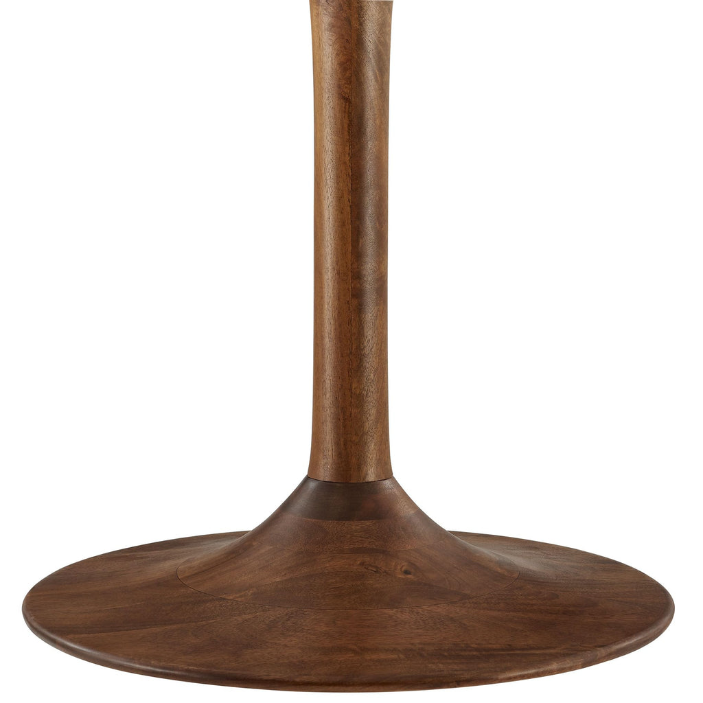 Modway Lippa 48 Inch Round Wood Dining Table in Walnut – Solid Mango Wood Tabletop with Pedestal Base - Mid Century Modern Dining Room Furniture - Kitchen Table for 4-6 Person