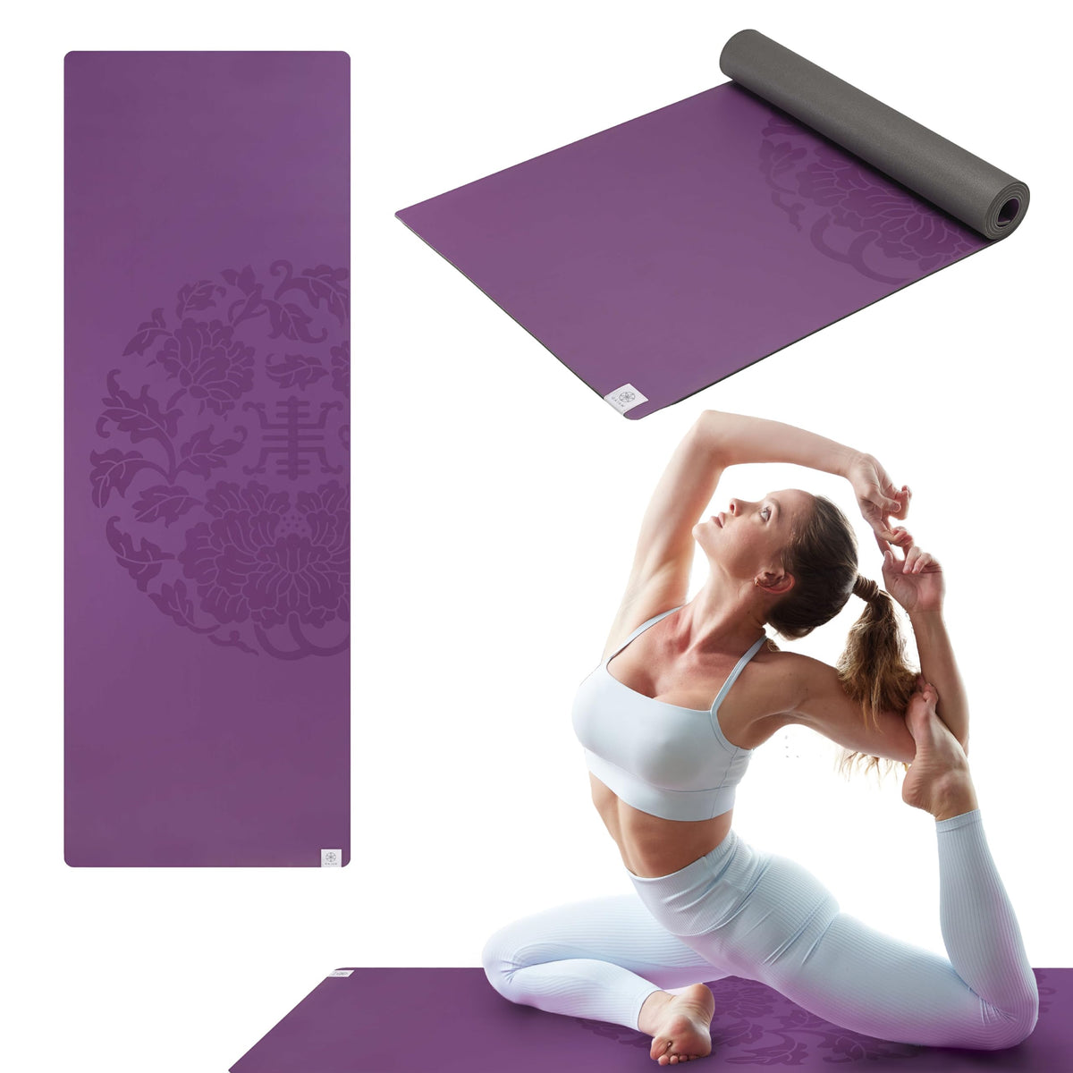 Dry-Grip Yoga Mat, Non-Slip, Hot Yoga (Purple)