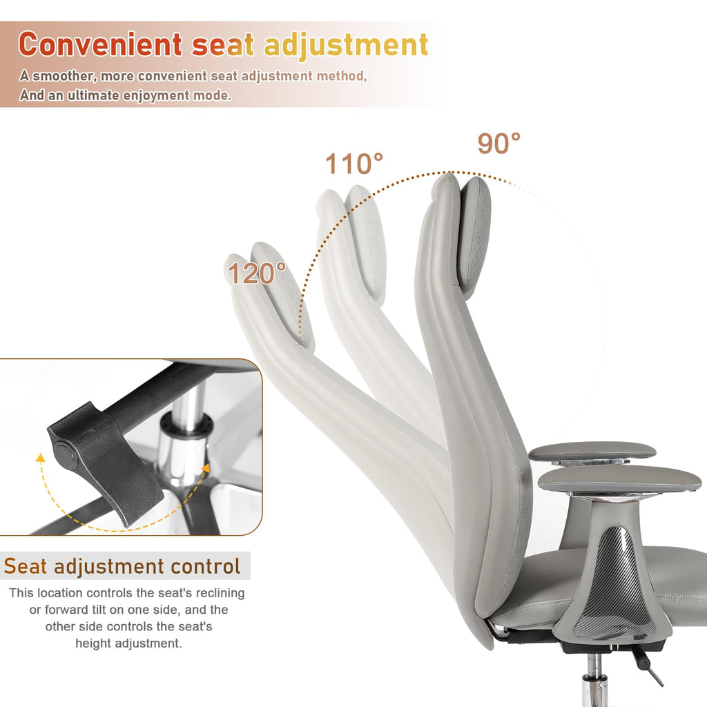 Genuine Leather High-Back Executive Office Chair,Ergonomic