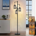Crystal Floor Lamps for Living Room, 3-Light Black Floor Lamp, Standing Tall Lamp with Elegant K9 Crystal Shade & Rotary Switch, Modern Corner Floor Lamp for Bedroom, Home Office, Reading