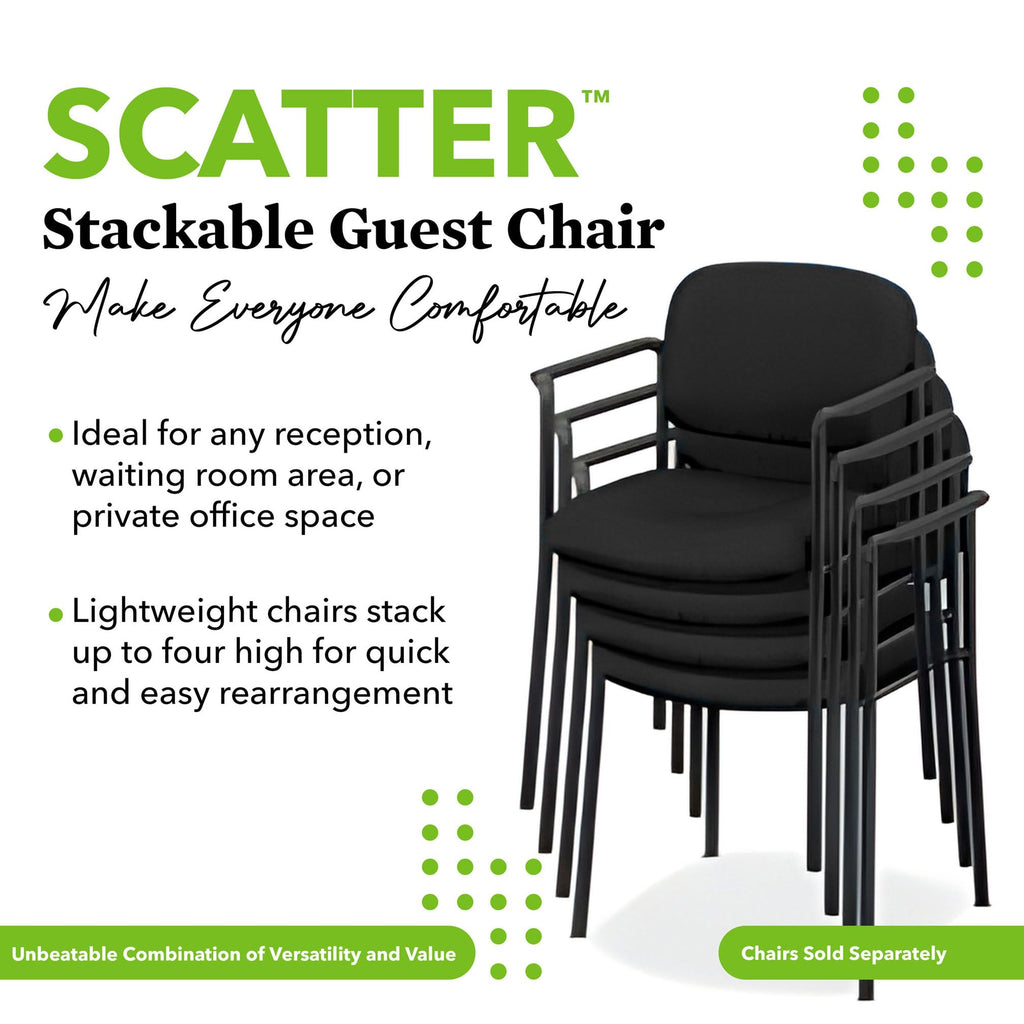 Fabric Guest Office Chair, Armless Stackable Seating for Waiting Rooms, Lobbies, Conference Areas, and Offices, Side Chair for Reception and Training Spaces, Black