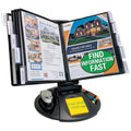 Adjustable View 10-Pocket Desk Reference Organizer with Supplies Storage Base and EZ-LOAD Pockets to Hold 20 Sheets of Paper, Includes Fast Find Indexing Tabs, Black Pockets