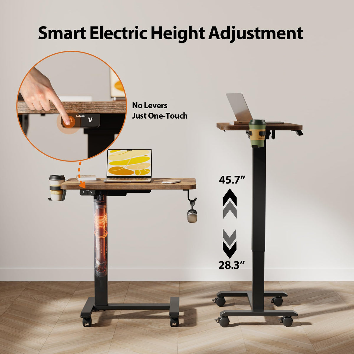 26*16 Inch Height Adjustable Electric Standing Desk, Rustic Brown