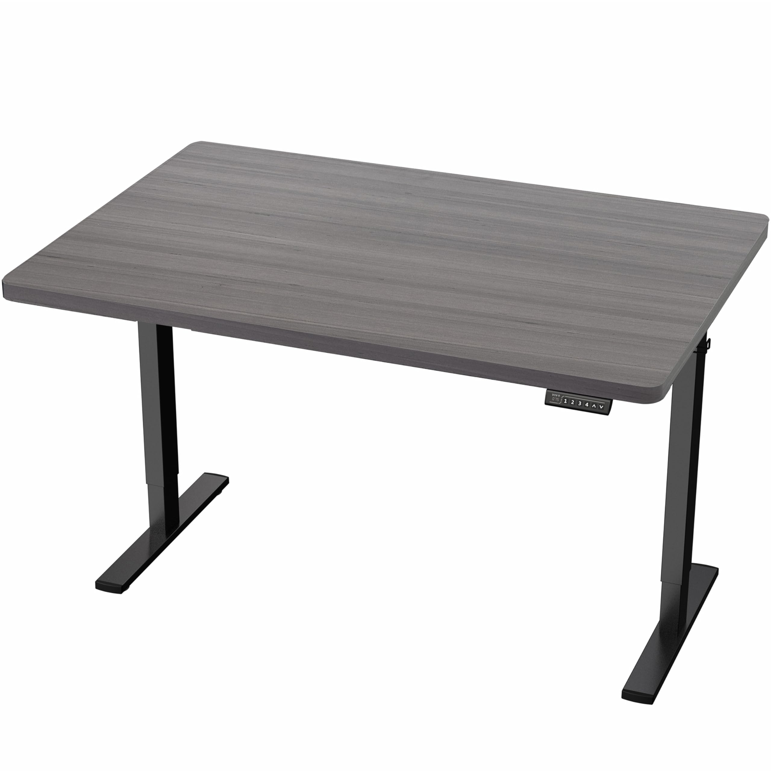 Electric 48 x 30 in Standing Desk, Memory Height Adjustment, 1B Series, Holds 220 lbs, One-Piece Dark Gray Top, Black Frame