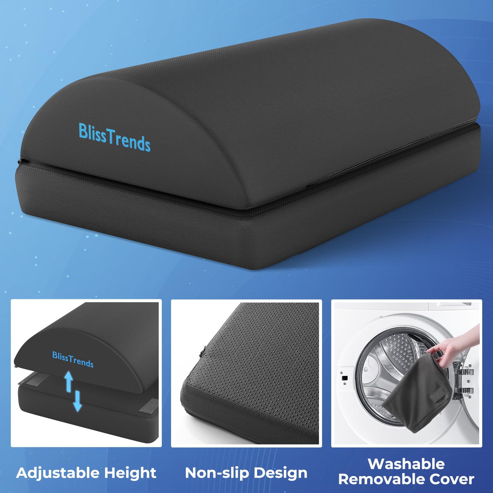 Foot Rest for Under Desk at Work-Versatile Foot Stool with Washable Cover-Comfortable Footrest with 2 Adjustable Heights for Car,Home and Office to Relieve Back,Lumbar,Knee Pain-Gray