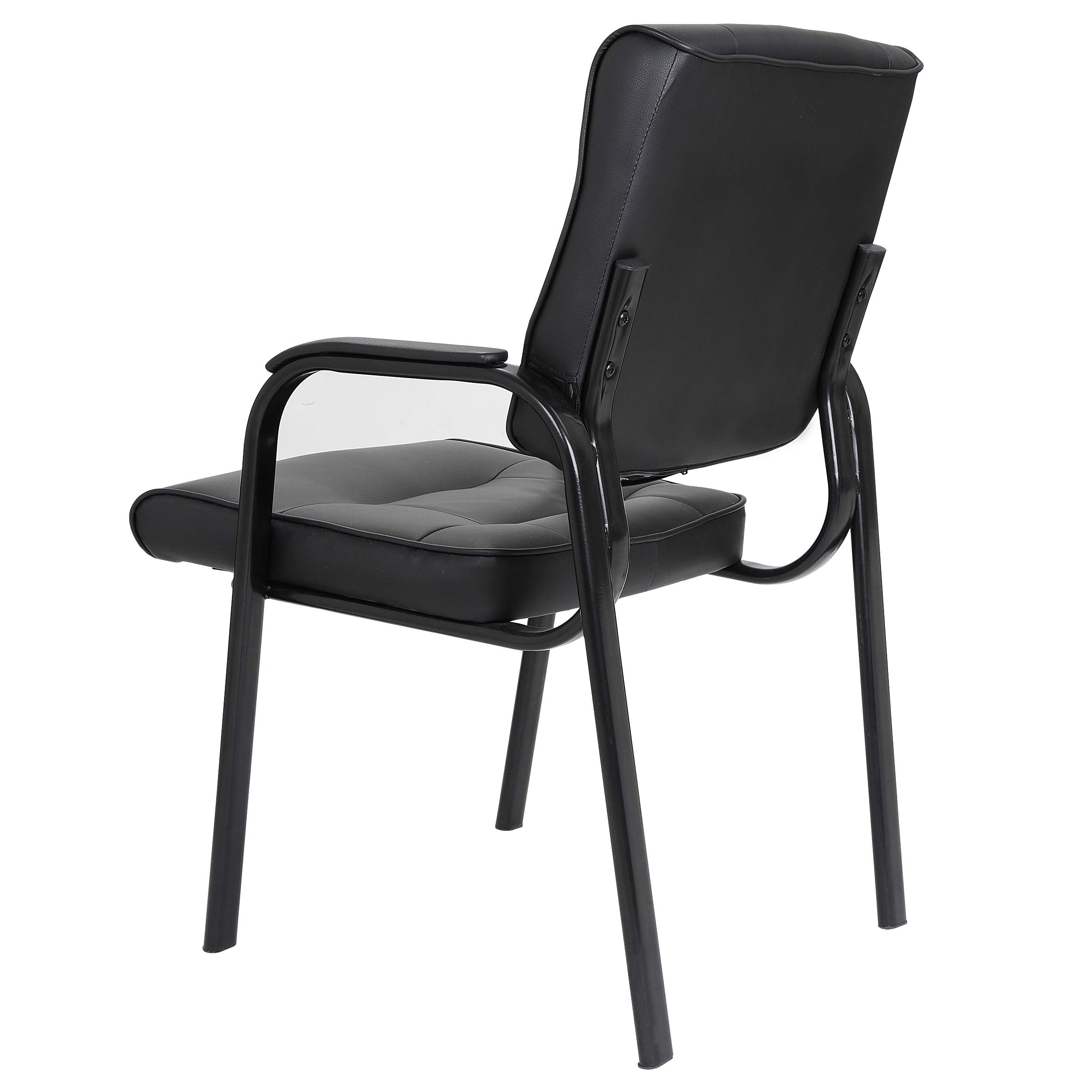 Set of 2, Office Guest Chair Bonded Leather Executive Side Chair Reception Chair with Solid Metal Frame Home Office Furniture
