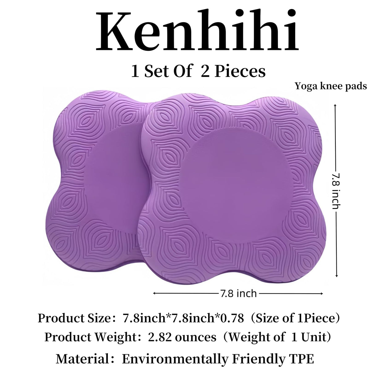 Yoga Knee Guards (Set of 2) - Male and Female Yoga Props and Accessories for Fitness, Travel, Meditation, Kneeling, Balance, Floor, Pilates Pads for Knee and Elbow (Purple)