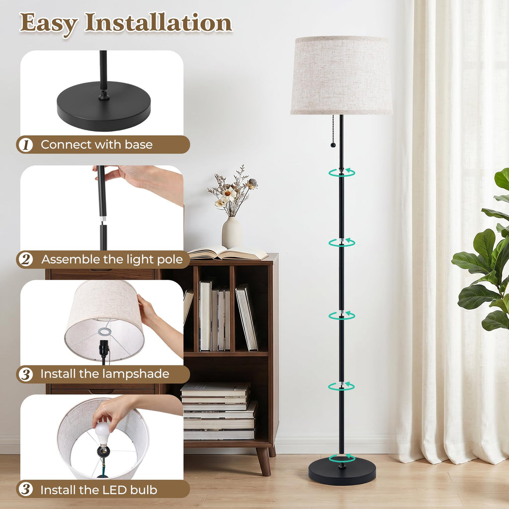 Floor Lamps for Living Room & Bedroom, 60" Modern Tall Standing Lamp, 3CCT
