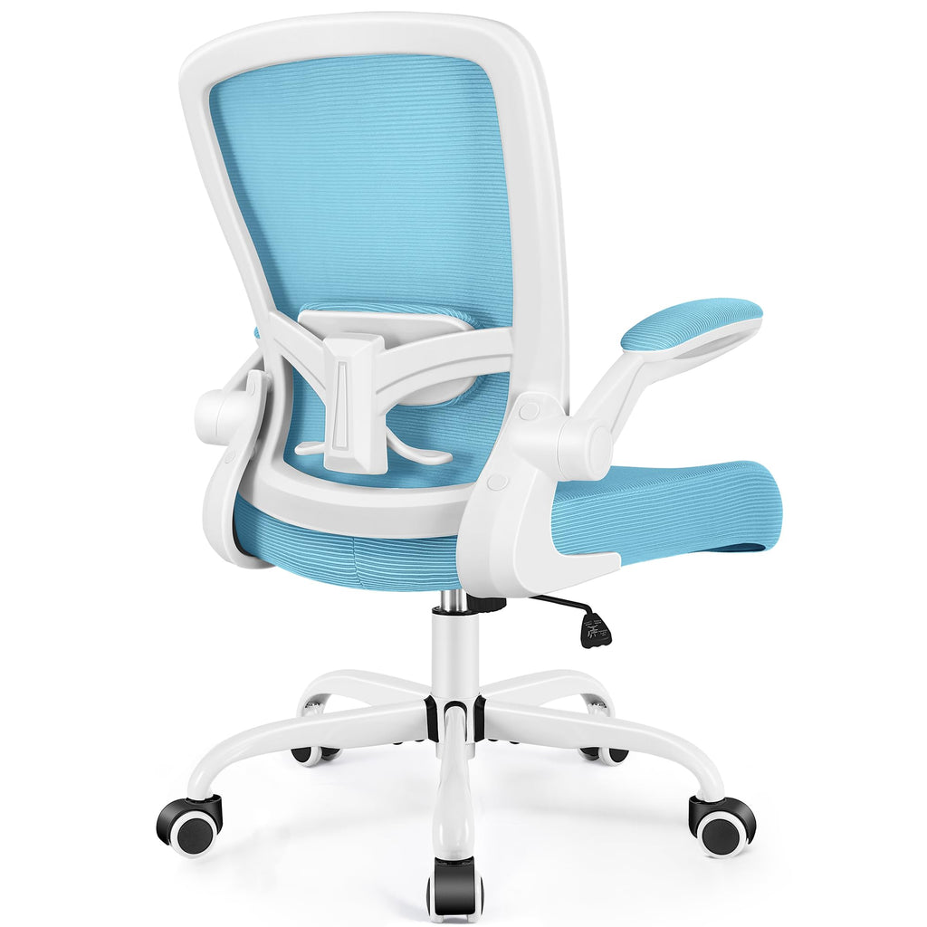 Office Chair, Ergonomic Desk Chair Breathable Mesh Chairs Adjustable High Back Lumbar Support Flip-up Armrests, Executive Rolling Swivel Comfy Computer Chairs Home Office Blue