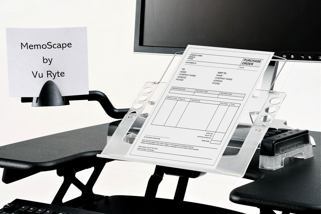 Adjustable in-Line Document Holder for Typing | Reduces Neck Strain, Improves Focus, Boosts Desk Organization, and Workflow | Paper Holder Stand for Desk and Home Office - Black