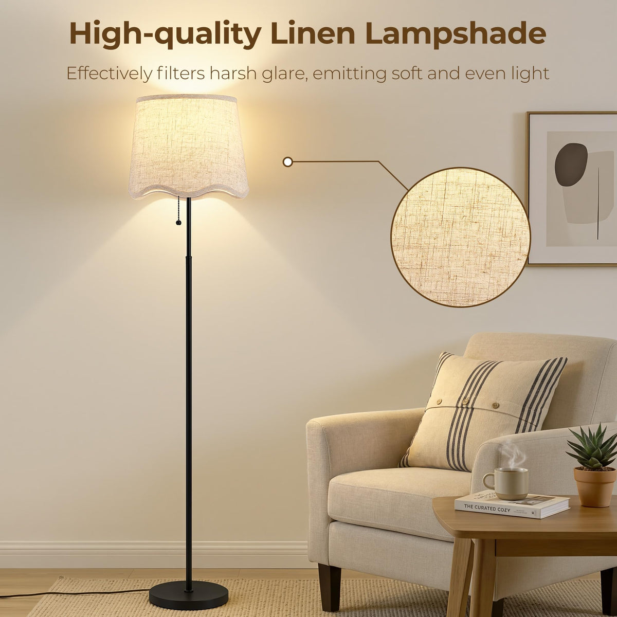 Floor Lamps for Living Room & Bedroom, 60" Modern Tall Standing Lamp, 3CCT